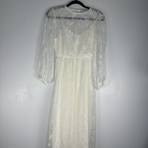 ModCloth Sz XS Just the Beginnings White Maxi Sheer Lace Overlay Dress NWT $199 - Picture 5 of 12